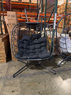 New Swing Hanging Double Birdcage Egg Chair with Stand Indoor Outdoor 700 lbs Capacity