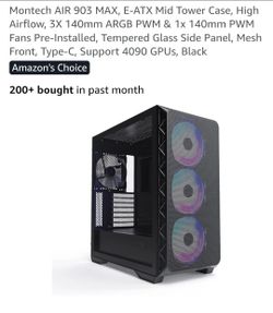 Montech AIR 903 MAX, E-ATX Mid Tower Case, High Airflow, 3X 140mm ARGB PWM & 1x 140mm PWM Fans Pre-Installed, Tempered Glass Side Panel, Mesh Front, T