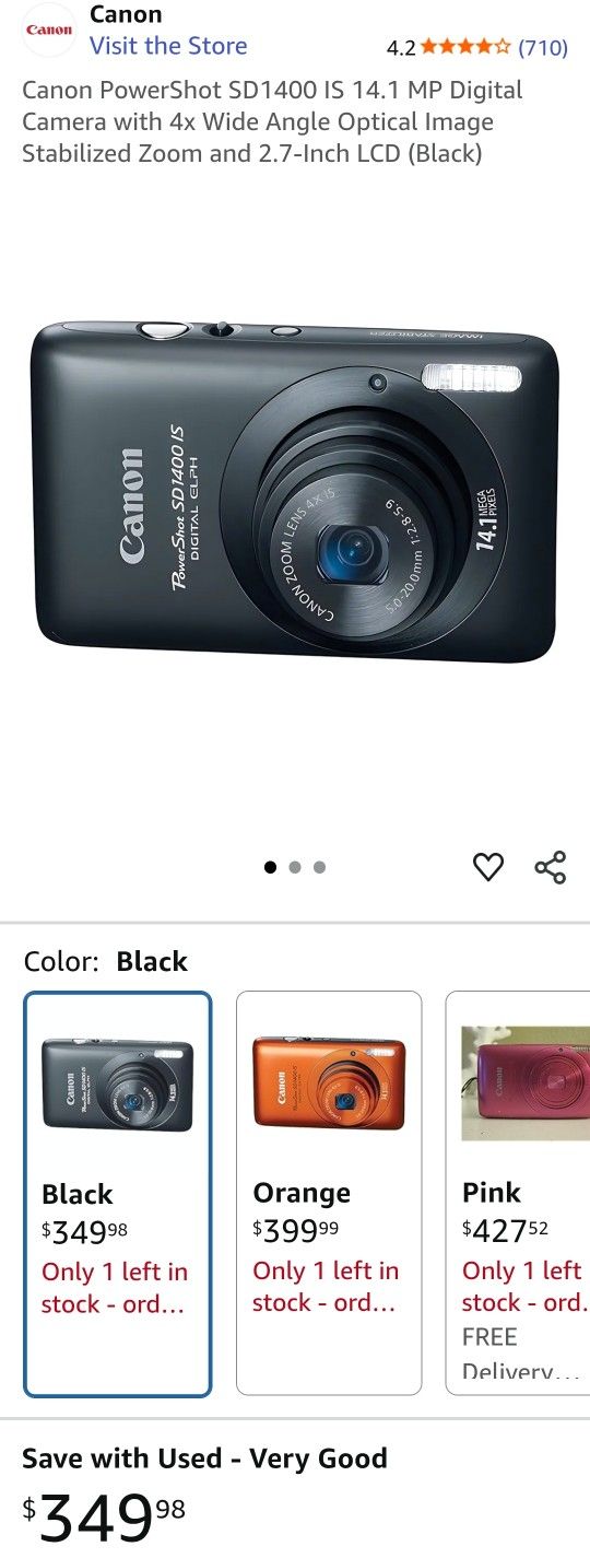 Canon PowerShot SD1400 IS Digital ELPH camera