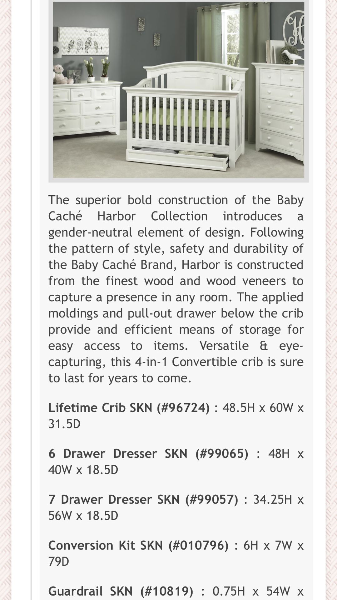 Baby Cache Harbor Collection White Crib with Drawer for Sale in
