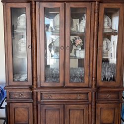 Solid Oak Hutch - Lighted