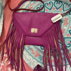 Steve Madden Magenta Fringed Crossbody Purse NEW 