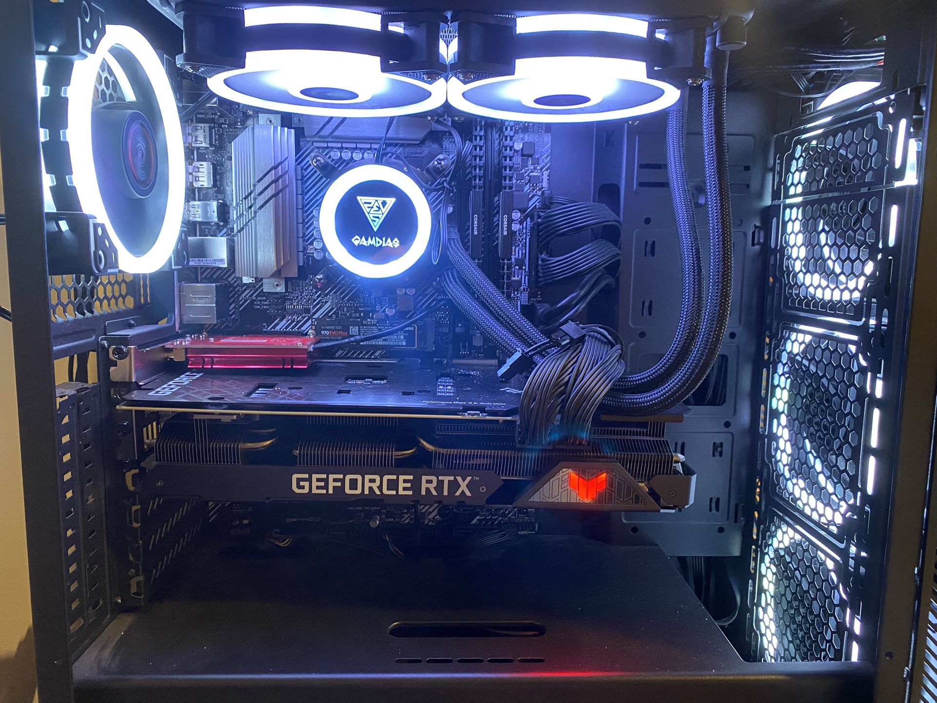 Gaming Computer With Monitors and Keyboard