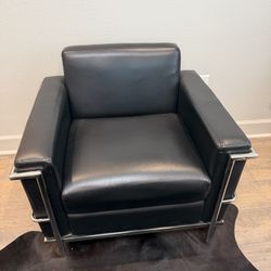 Modern Black Leather Accent Chair - $200