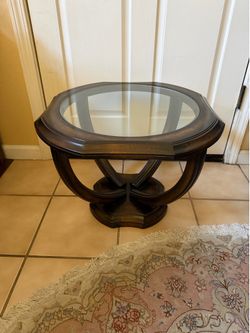 Wood and glass side table