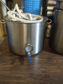 Homebrew equipment: Stainless steel mash tun + paddle + trilock fittings 