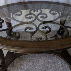 Vintage Metal Glass And Wood Coffee Table
34"D x 20.25"H x 48"W
We just saw this exact table at an antique store for 300.00