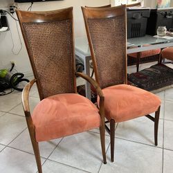 Tall Back Dining Chairs By Jack Lenor Larsen Cane - Rare Find!