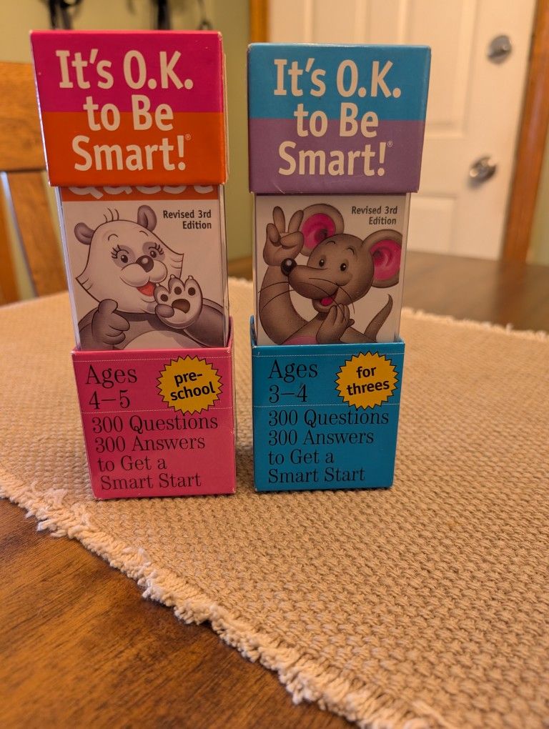 Set of 2:  It's Okay to be Smart Brain Quest Preschool Cards Ages 3-4 & 4-5