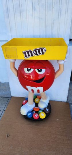 Red M & M chocolate Display character With Wheels 40" Tall with tray on top