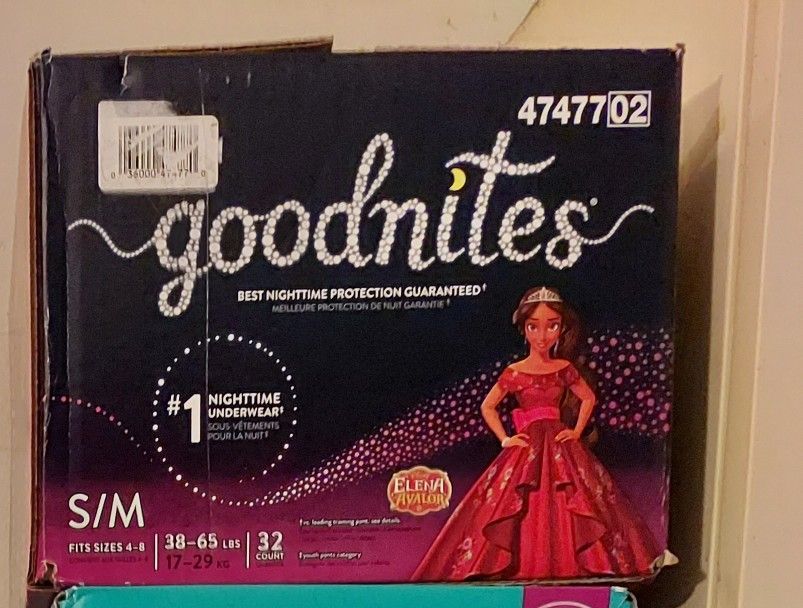 1 Box Of Huggies Goodnites Girl Size S/M 32ct