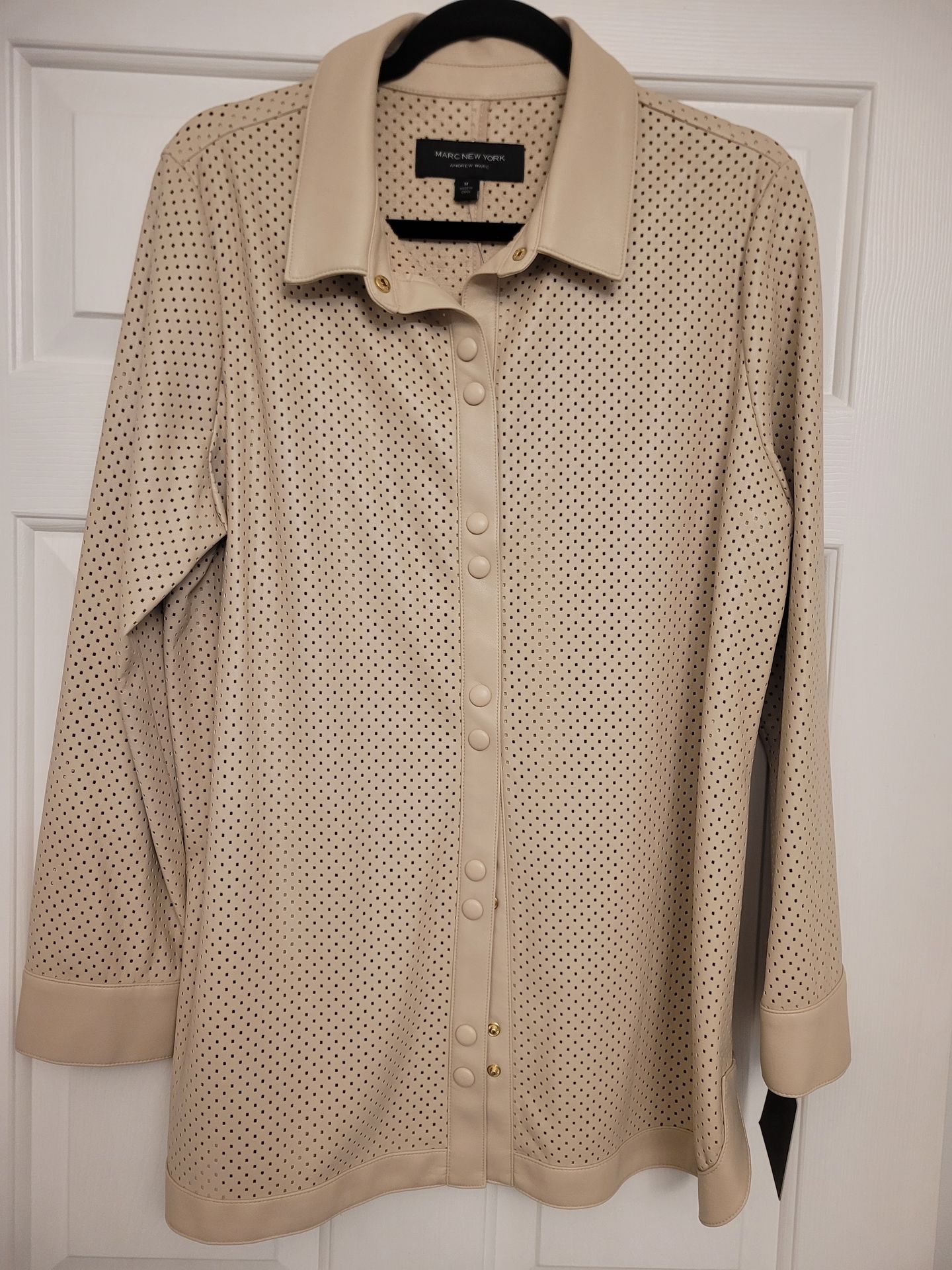 Marc New York Faux leather button-up shirt