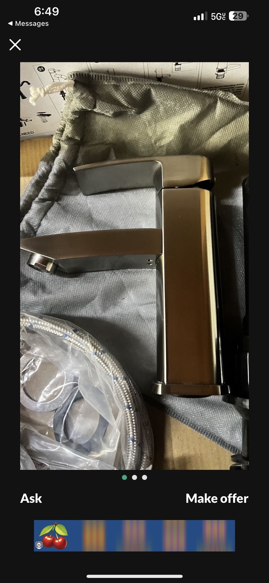 Nickel bathroom faucet one hole F23 N $40