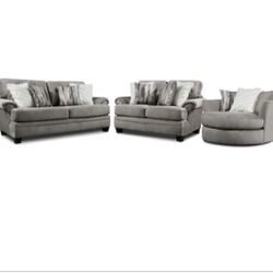 Living Room Set 3 Pieces:Cordelle Sofa, Loveseat, and Swivel Chair