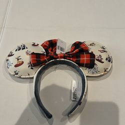 Disney Parks Holiday Lodge Snow Mickey Christmas Minnie Mouse Ears Headband 2021