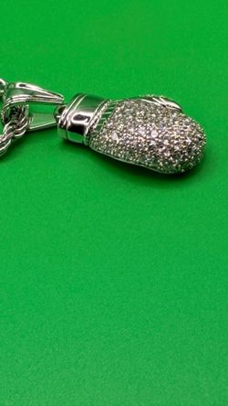 Silver Boxing Glove Pendant with Pave Stones