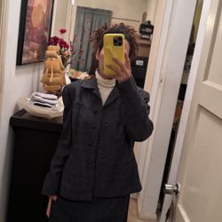 Women's Plaid Suit Set with Blazer and Skirt 1950s