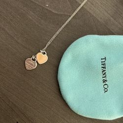 Tiffany Pink Double Heart Tag Pendant