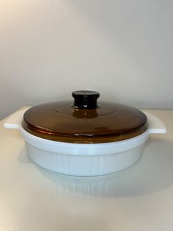 Vintage Fire King 1Q - Round Casserole Dish with Lid 
