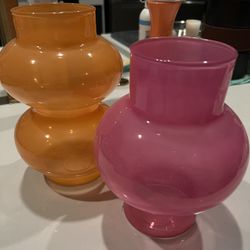 Colorful Orange And Pink Vases