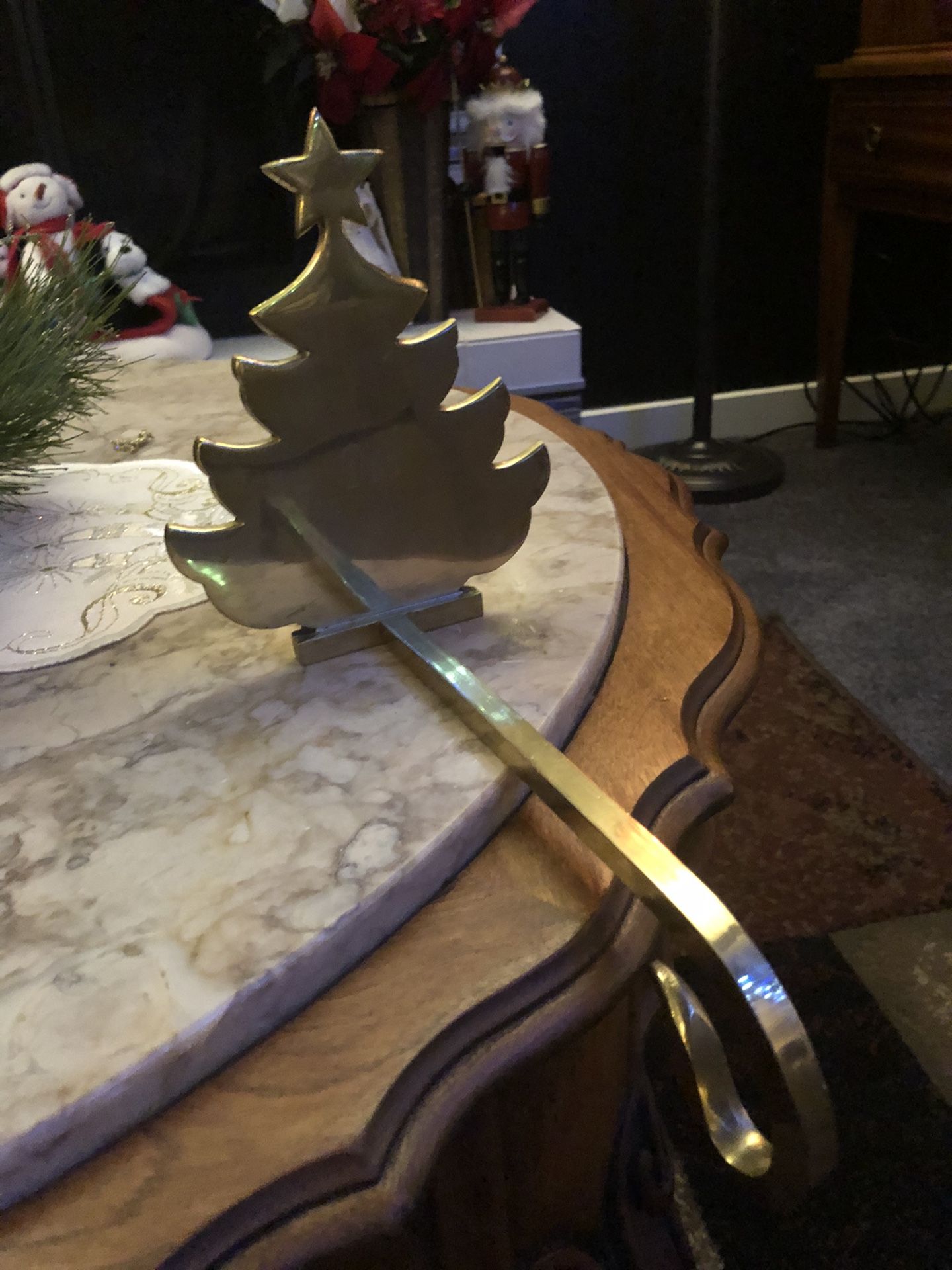 Stocking Holder, Solid Brass, Christmas Tree, “Dad”