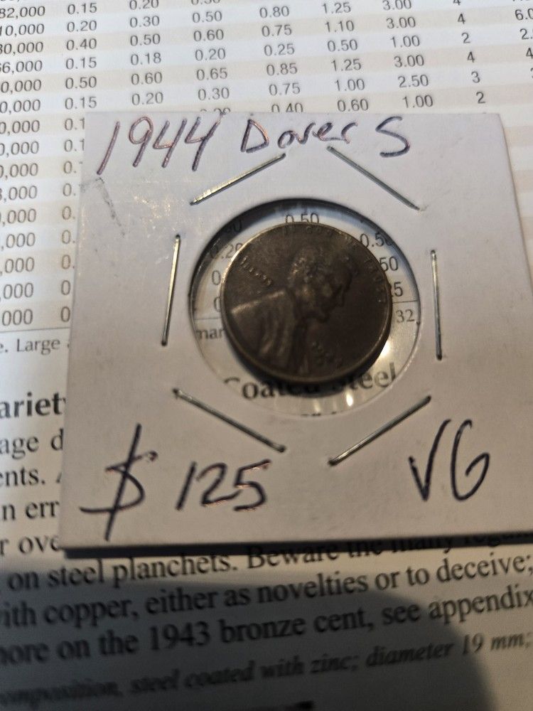 1944 D over S mint mark wheat Cent error