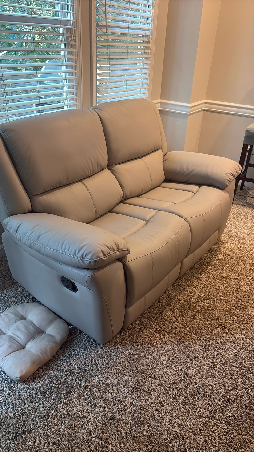 Manual Faux Leather Reclining Sofa And Loveseat