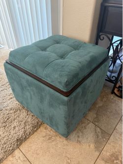 Turquoise storage ottoman