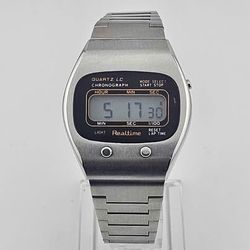 🦖Vintage Realtime Quartz LC Chronograph LCD Digital Watch | All Stainless Steel 🦖