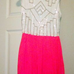 B Darlin (Macy's) Pink/White/Silver Dress For Women Size 3/4 