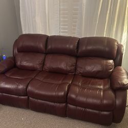 New Burgundy Reclining Couch