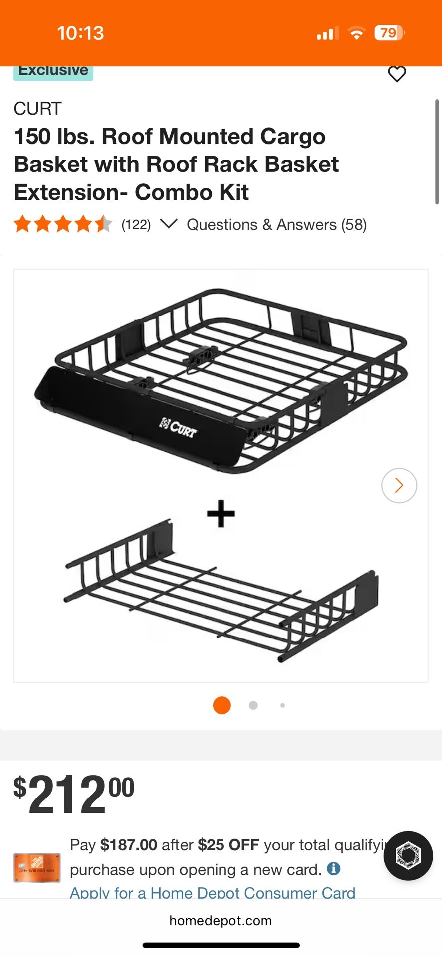 Curt Car Mounted Cargo Basket 
