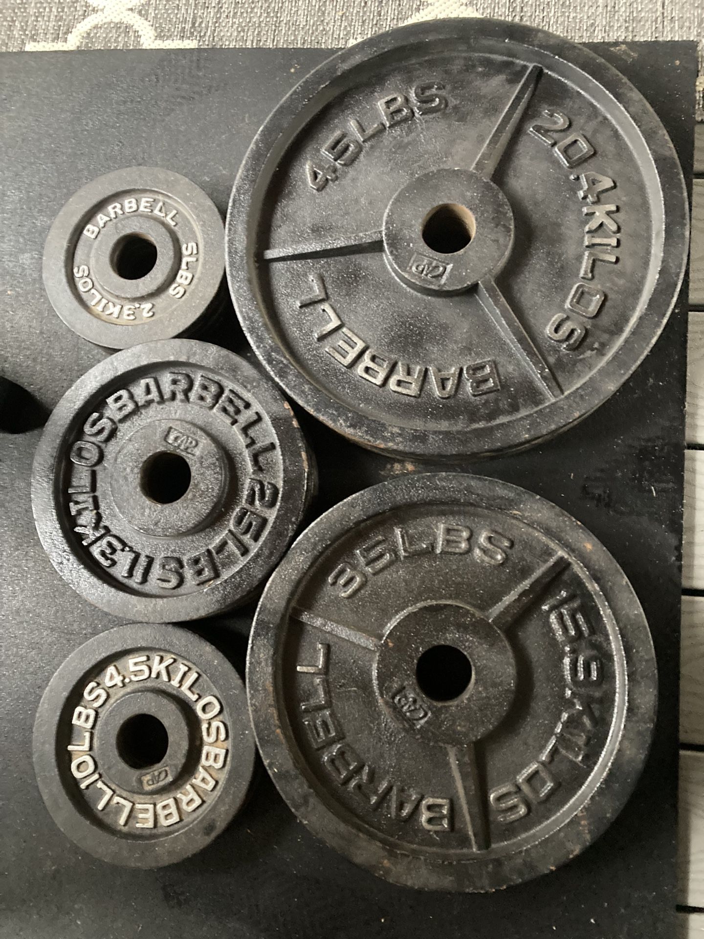 250 Lb Olympic Weight Plates Set CAP Barbell Pairs Of 45/35/25/10/5