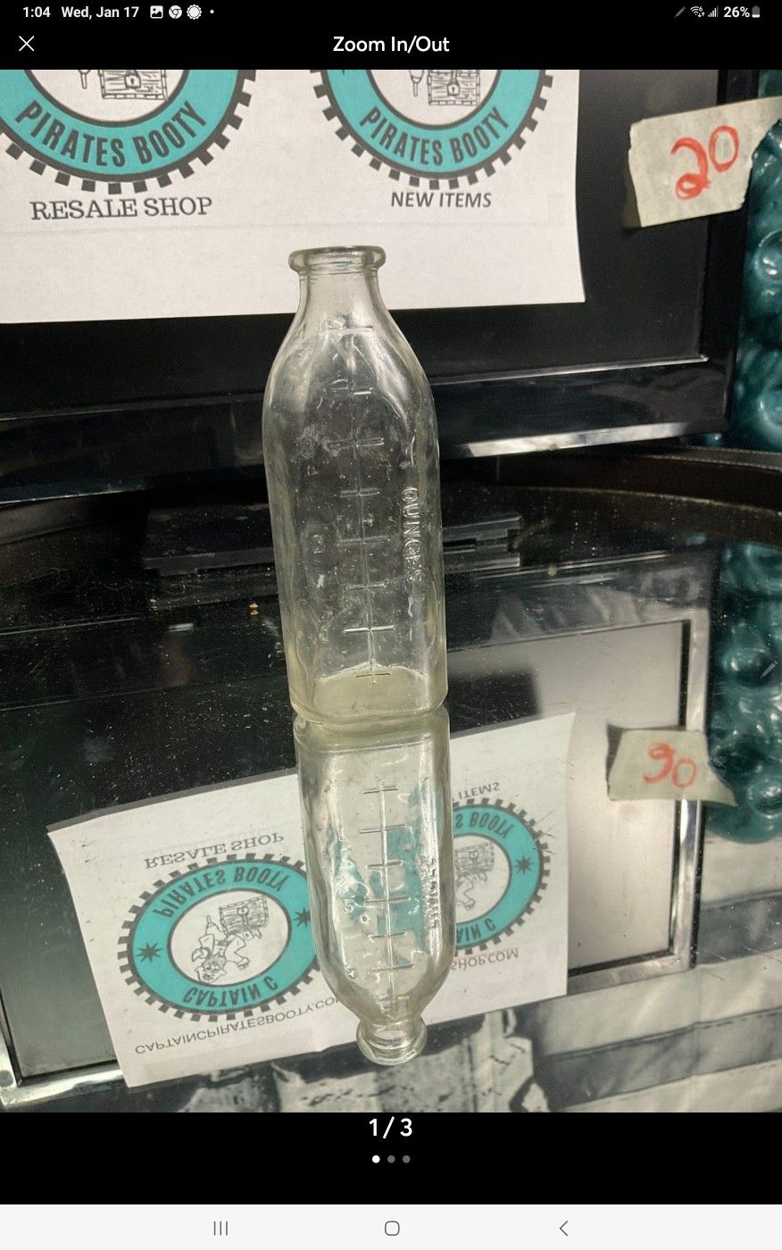 Vintage 1930's ? 8 OZ. Glass Baby Feeding Bottle