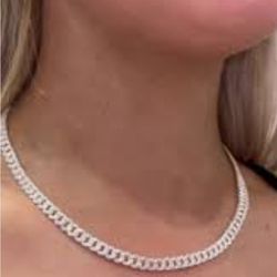 PANDORA PAVE CUBAN CHAIN STERLING SILVER NECKLACE.  S925. ALE