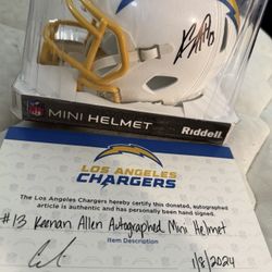 Keenan Allen Mini Helmet Autographed with Authenticity Certificate