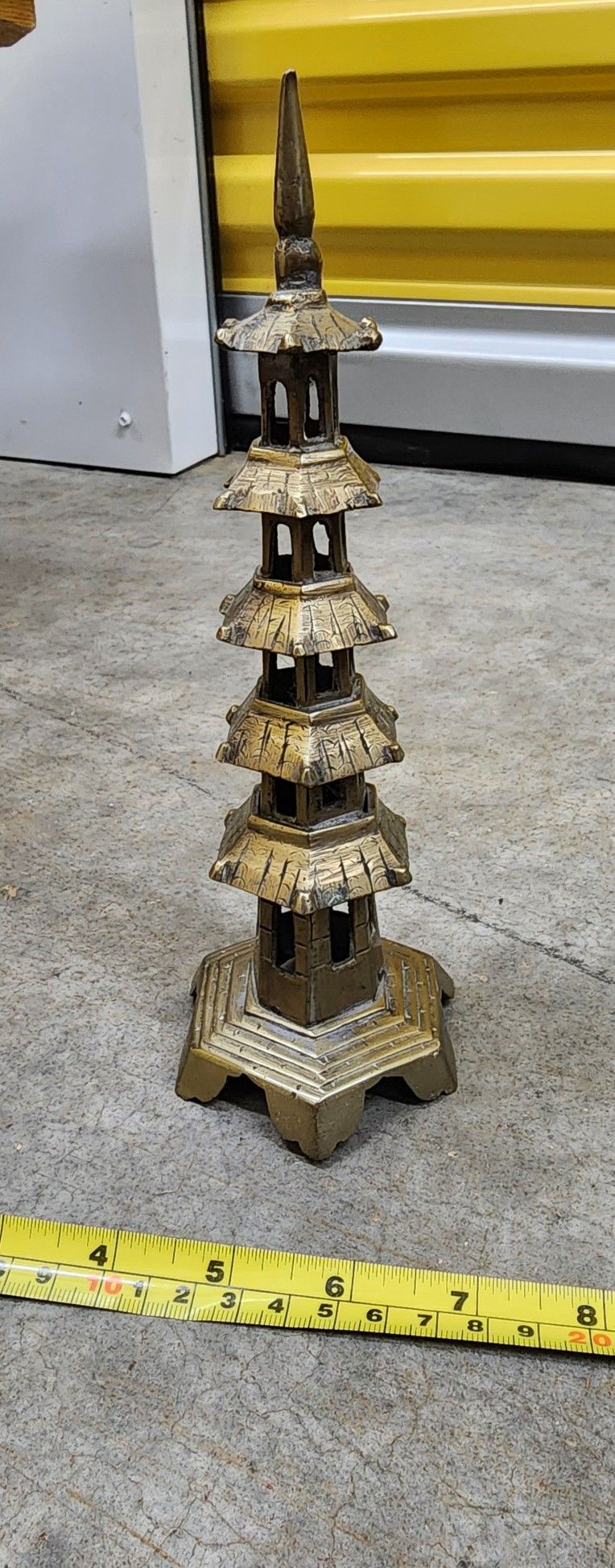 Antique Chinese Five Tier Brass Pagoda Incense Burner