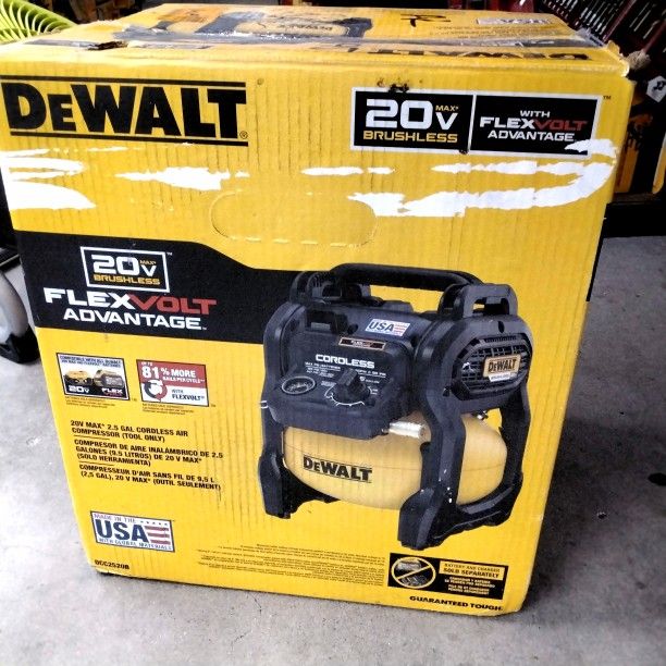 Dewalt 20V Max Brushless With FLEXVOLT ADVANTAGE 2.5 Gallon Cordless Air Compressor. Tool Only