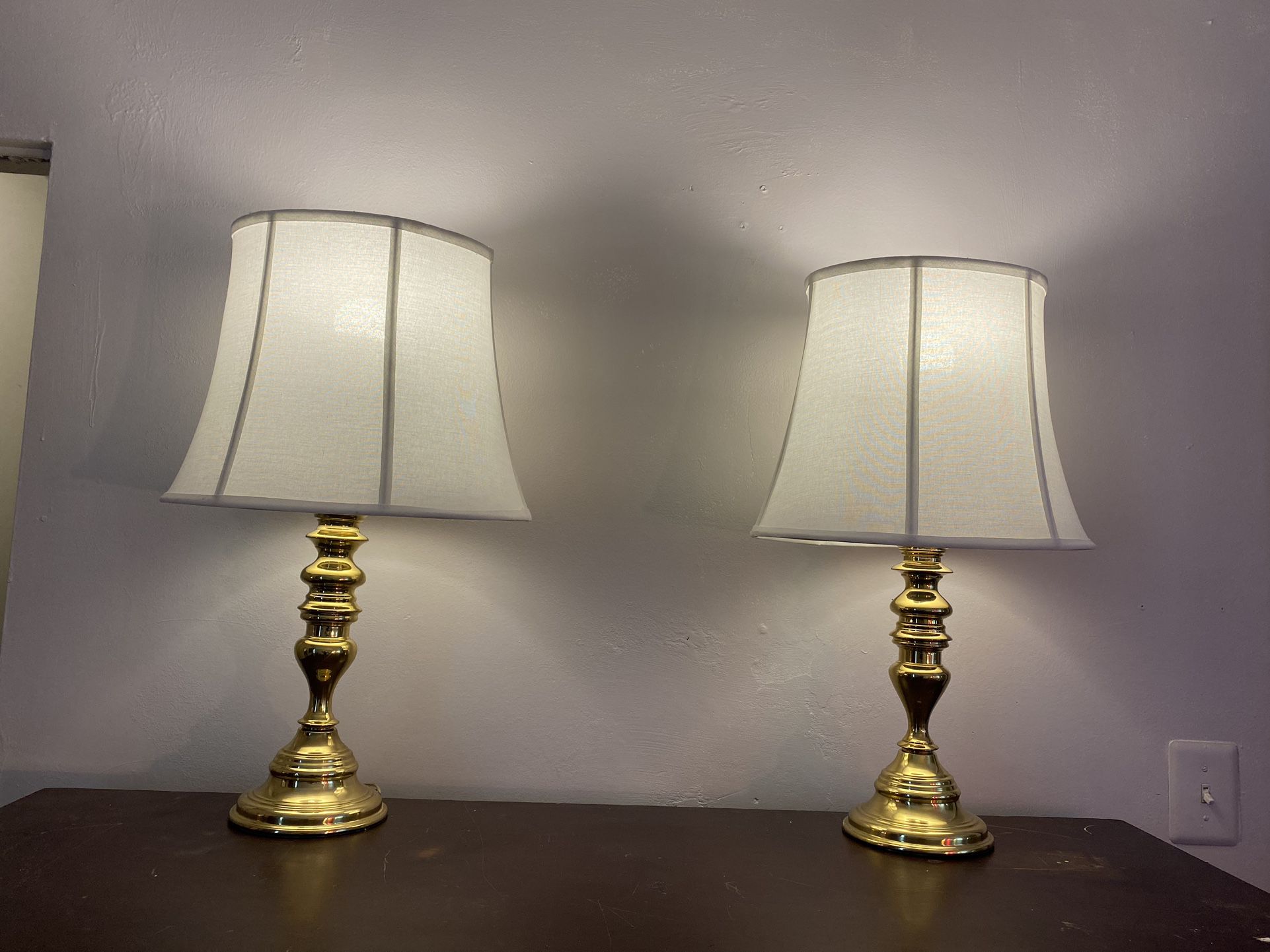 Two Brass Lamps With Imperial Bases 