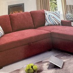 Red Microfiber Sectional Sofa Sleeper Couch