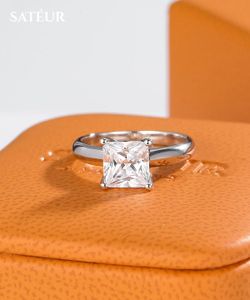 Princess Cut 2 Carat Size 6 Moissanite platinum finished rings 90% off retail