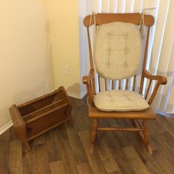 Ethan Allen Maple Rocking Chair and Magazine Holder