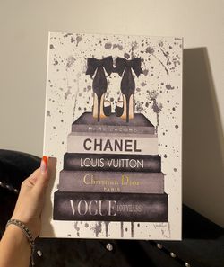 Black, Gold, & White Designer Books & Women’s Heels Wall Art Poster