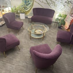 Modern, Elegant Loveseat + 4 Chairs  