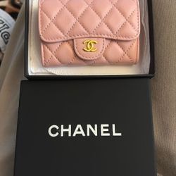 Chanel Mini Flap Wallet Coin Purse Gold And Pink 