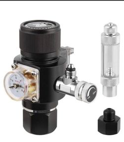 FZONE Aquarium CO2 Regulator Mini Series V3.0 Dual Stage with DC Solenoid and Bubble Counter Check Valve Compatible Paintball Tank CGA320 CO2 Cylinde