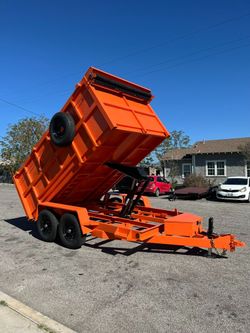 2025 Sky Trailers Dump Trailer / Hydraulic Dump 8.5X12X4 Heavy Duty Orange