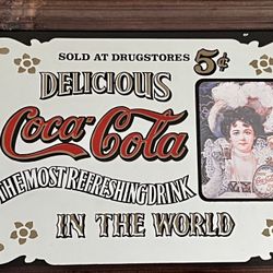 Vintage Coca-Cola Pub Mirror – 5c Drugstore Style Advertising Sign