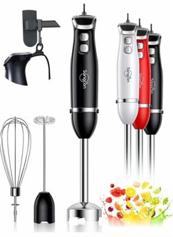 Sangcon Immersion Blender Handheld, 3-in-1 Hand Blender Electric, 400W Handheld Licuadora de mano, Stainless Steel Blade Stick Mixer with Whisk, Milk