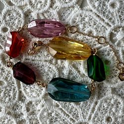 Kate Spade Gold Tone Multicolor Crystal Flex Bracelet